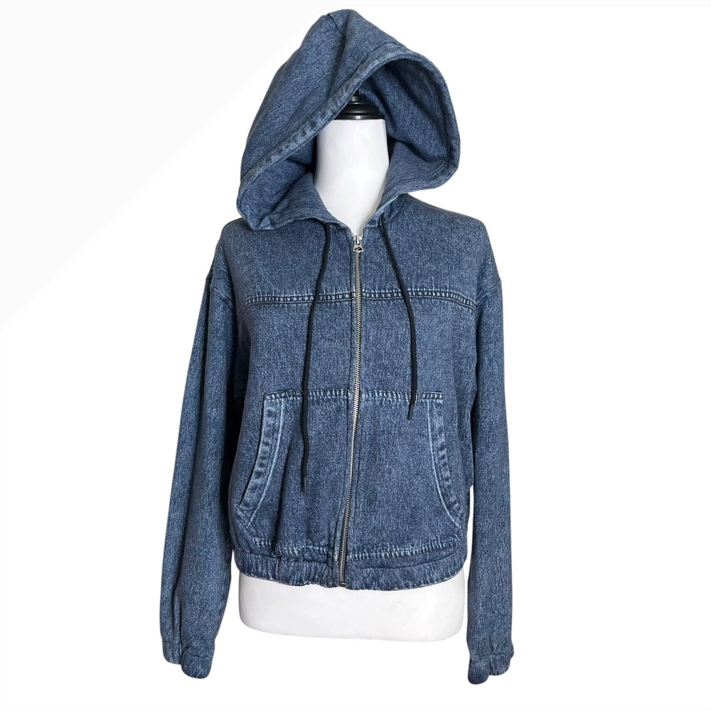 rag & bone Miramar Davina Hoodie Women's Medium Topaz Casual Streetwear Denim - Picture 2 of 10